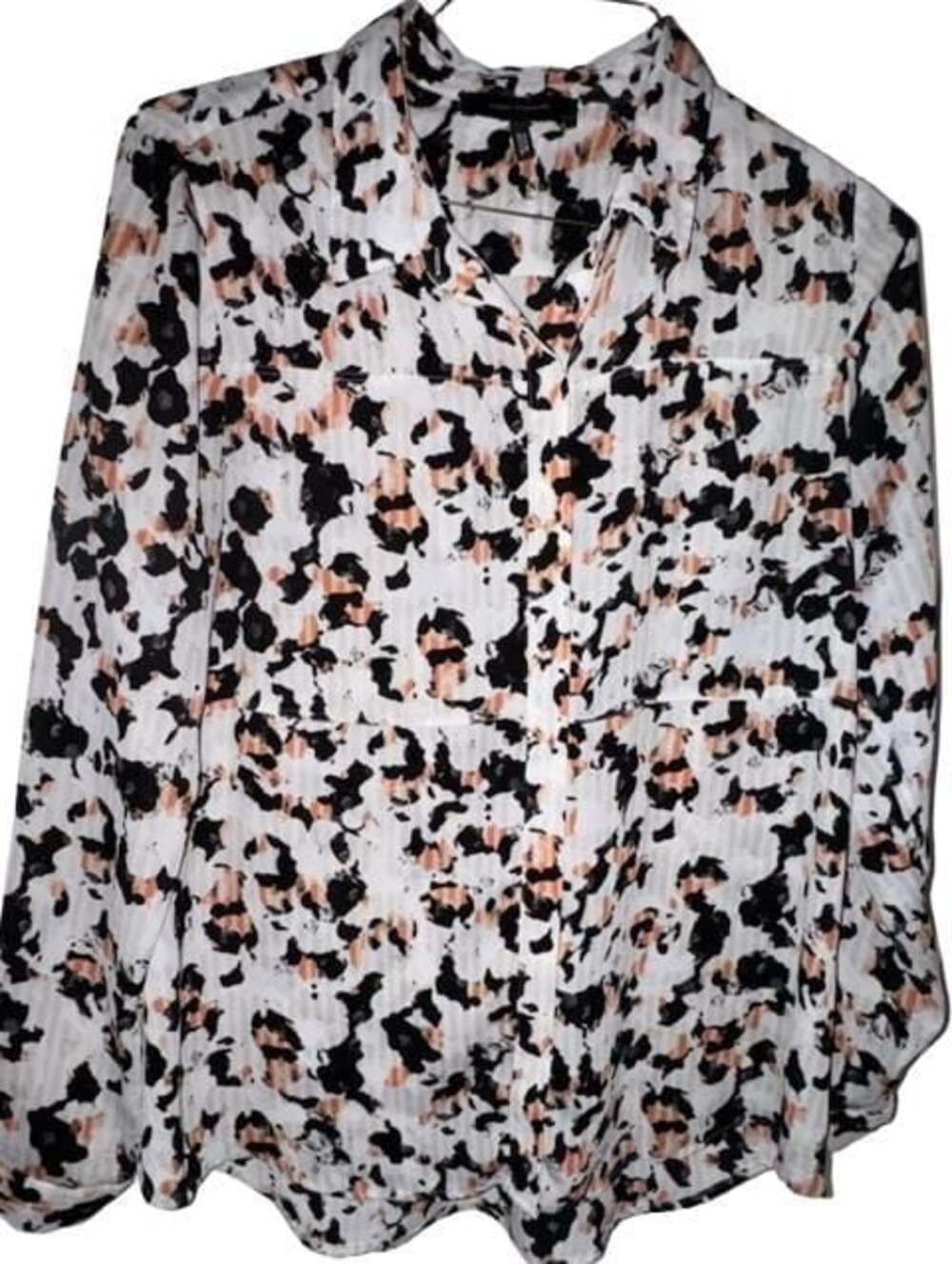 Robert Rodriguez Geometric Abstract Animal Print Button Down Long Sleeve Top Med
